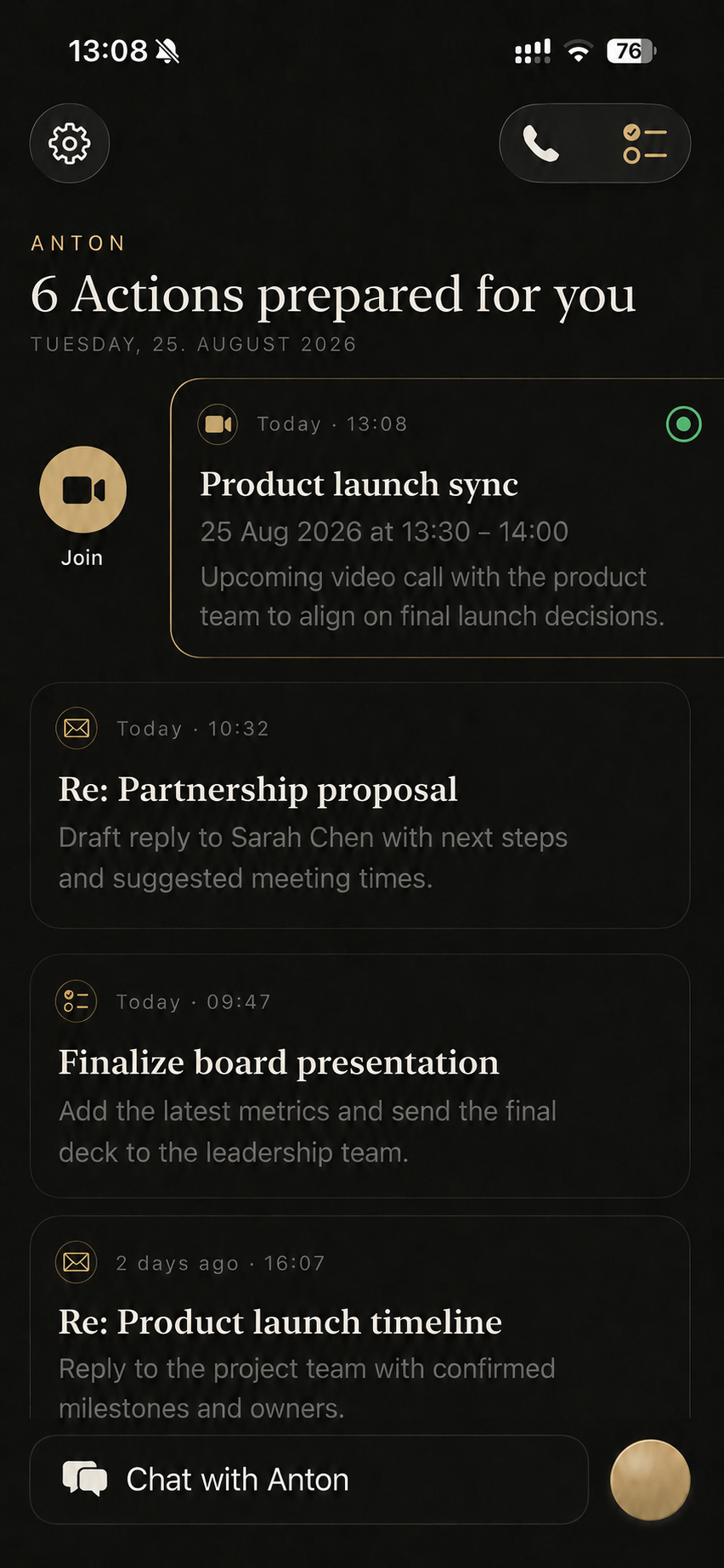 Anton App actions overview